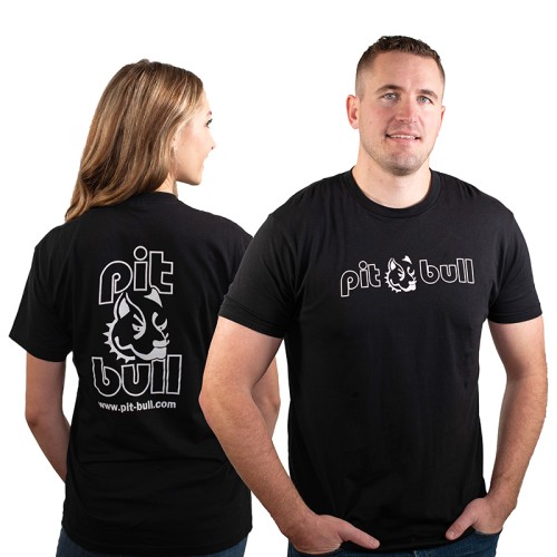 Pit Bull T-Shirt, Black, No Pocket (white 1-color 