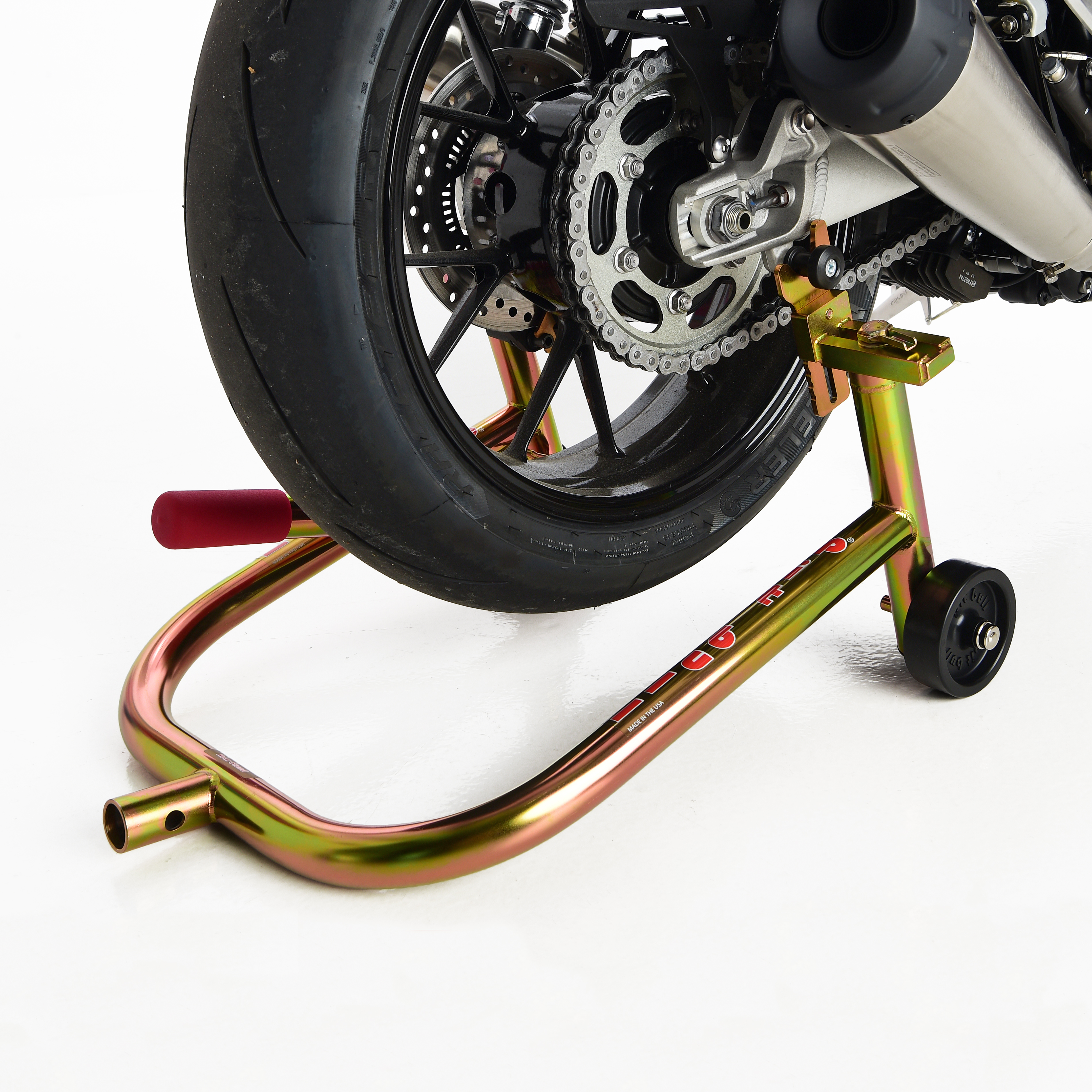 Adjustable rear motorcycle stands